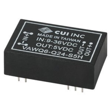 CUI INC DC to DC Converter, 24V DC to 5/ -5V DC, 6VA, 0 Hz VAWQ6-Q24-D5H